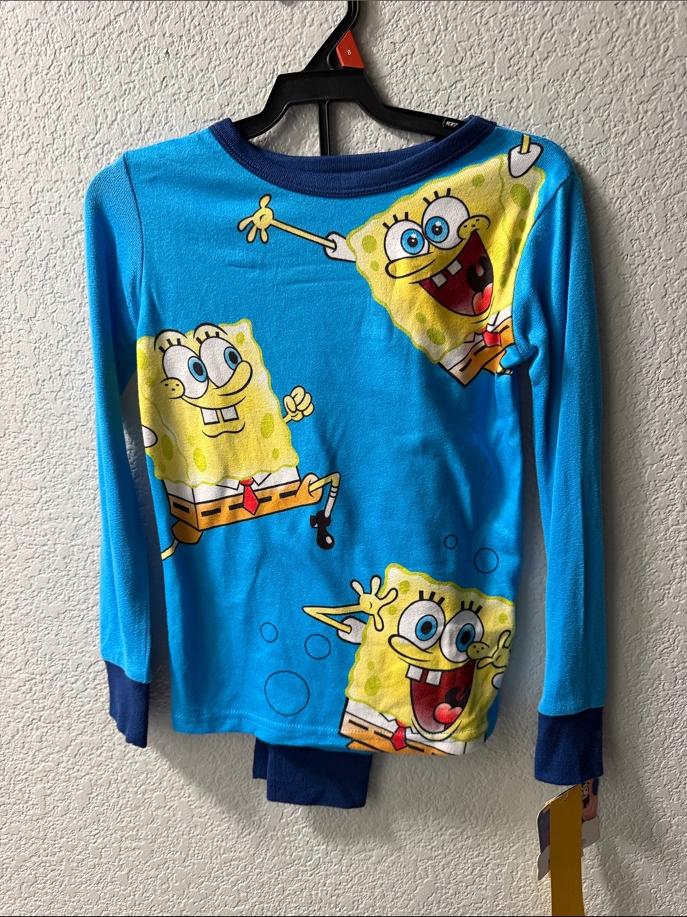 SpongeBob Squarepants Bright Blue Long Sleeve Tee with Navy Trim
